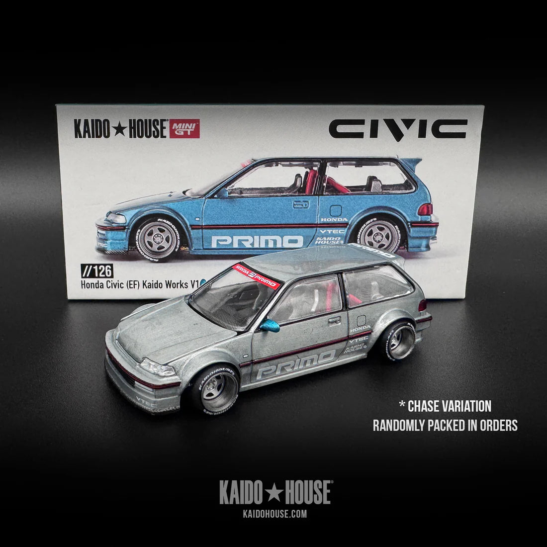 Mini GT - 1:64 Honda EF Civic V1 Kaido Works Tahitian Green