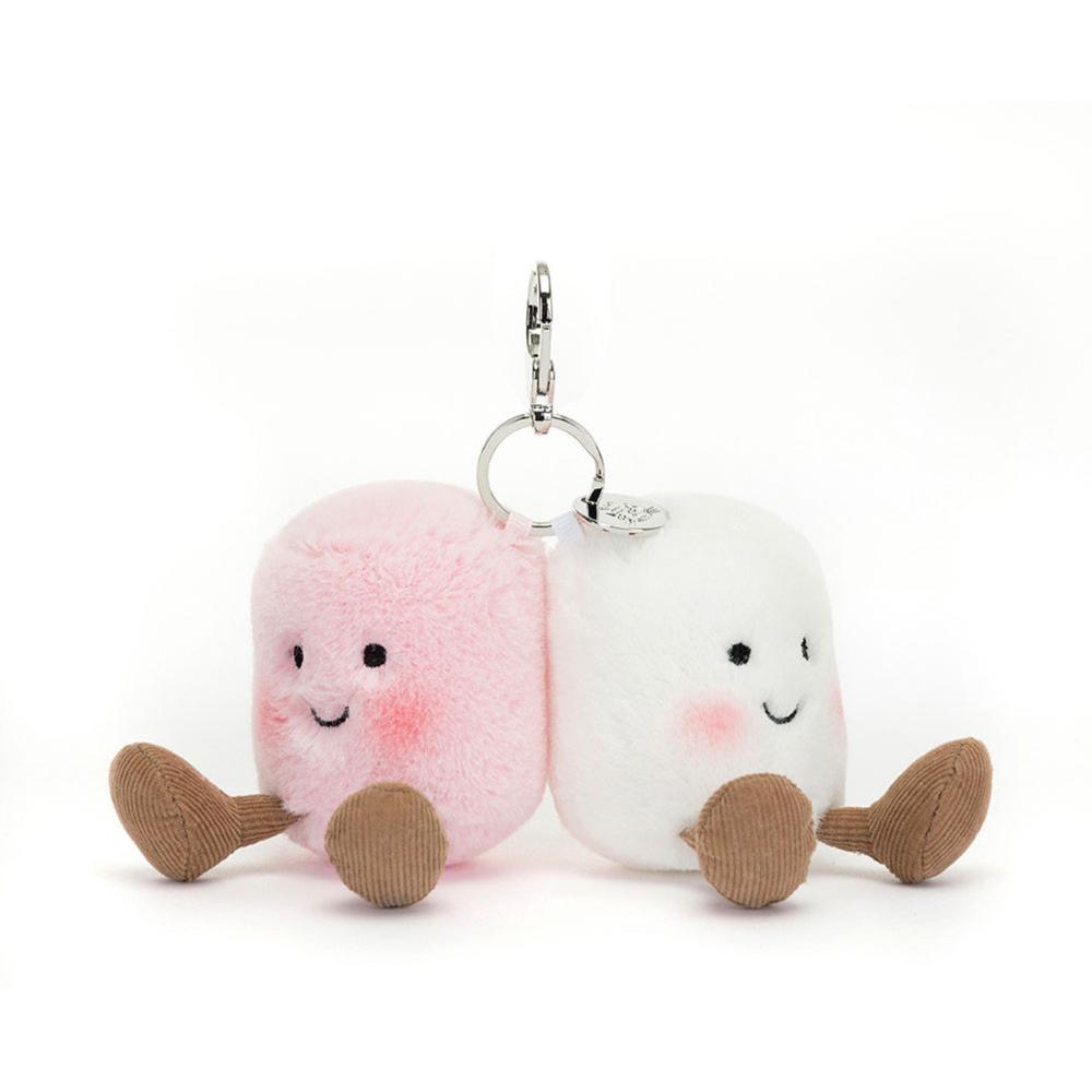 Jellycat Amuseables Pair Of Marshmallows Bag And Charm White And Pink