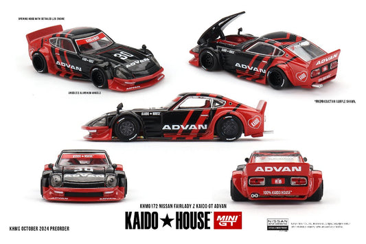 Mini GT - 1:64 Nissan Fairlady Z Kaido GT ADVAN  Red Black KHMG172