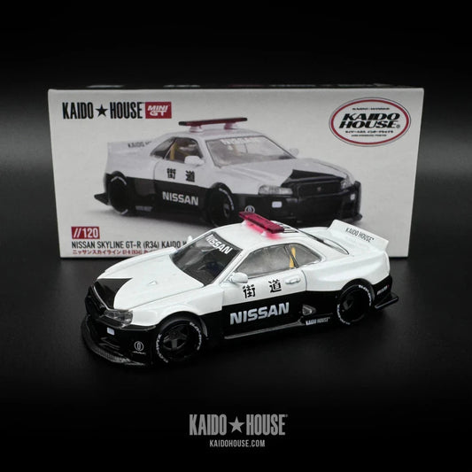 Mini GT - 1:64 Nissan Skyline GT-R R34 Kaido Works Aero Police V2