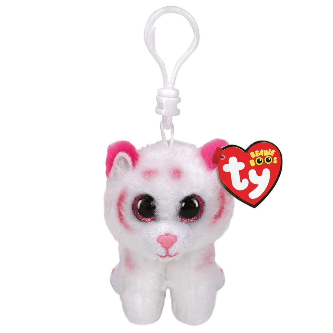 Pink and white character with a metal clip